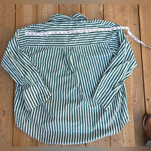 Brunette The Label Oversized Green Striped Button Down Cotton Shirt S/M P Great - Picture 6 of 11